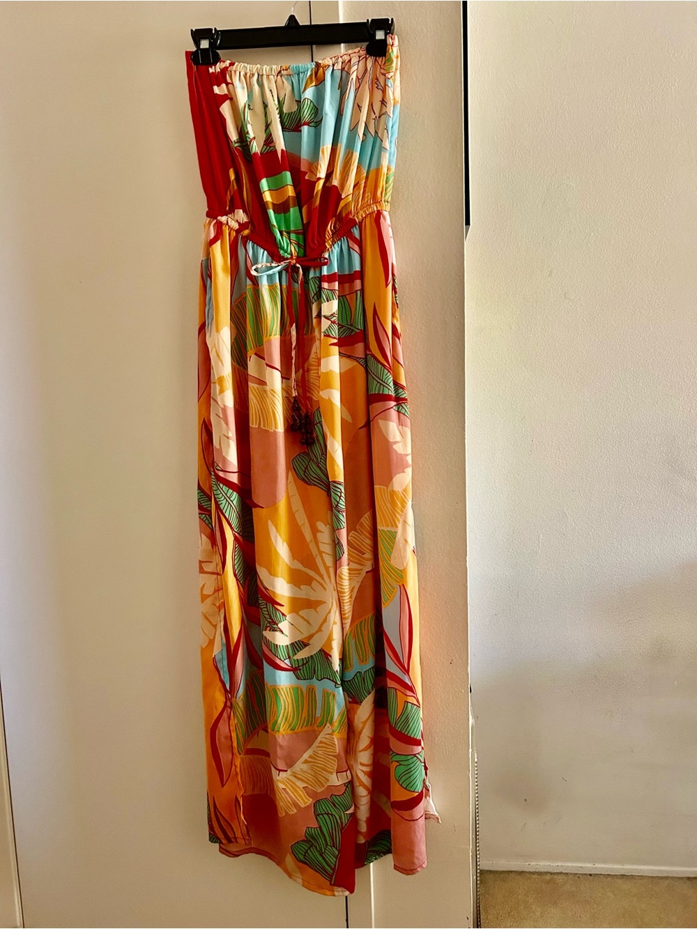 Colorful Tropical Print Wide-Leg Jumpsuit — Multi-Color